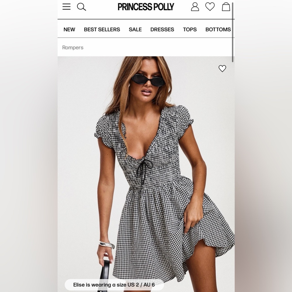 Princess Polly Black and White Gingham romper